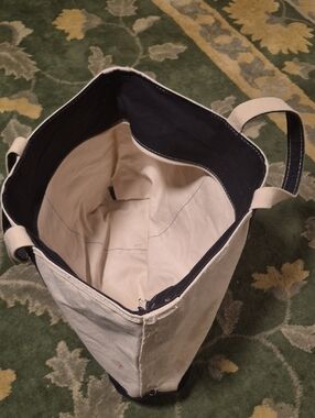 L.L. Bean Beige Canvas Tote with Black Trim